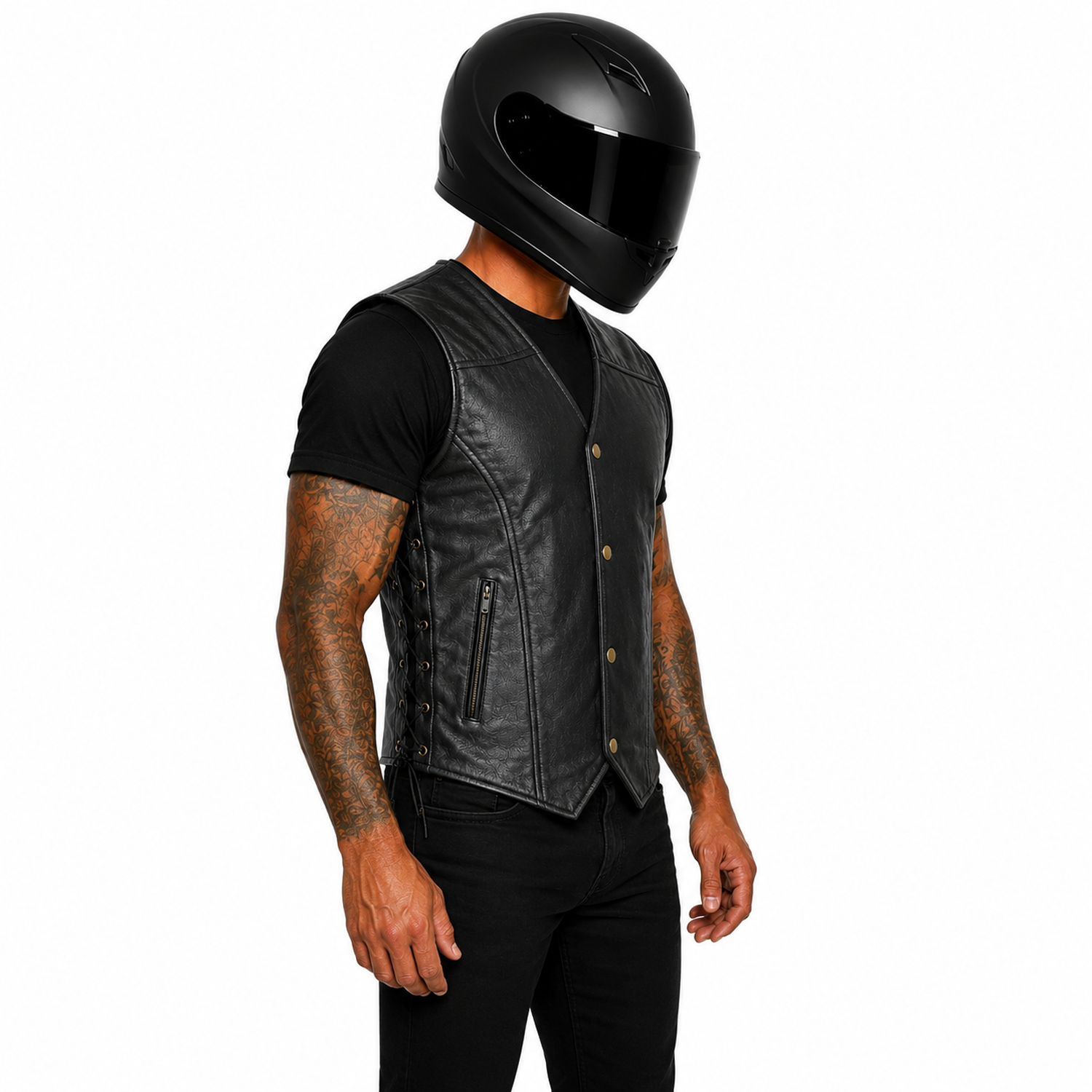 Herren Motorrad Lederweste aus Rindsleder – RM