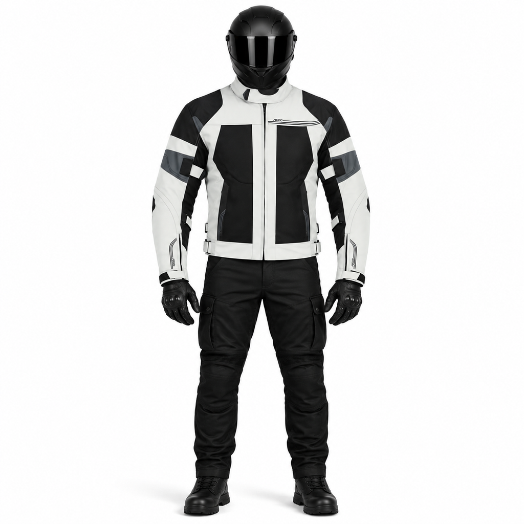 Herren Motorradjacke Sommer in Schwarz, Blau & Grau mit CE-Protektoren