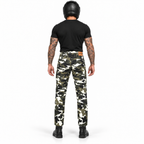 Motorrad-Cargohose Weiß mit Baumwollstretch und CE-Knieprotektoren