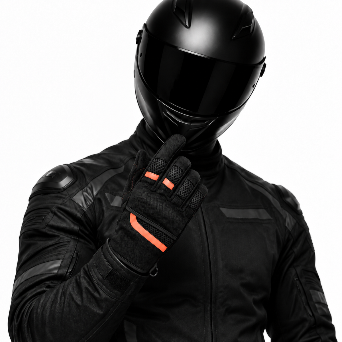 Herren Motorradhandschuhe Schwarz mit Mesh-Einsätzen und verstärkter Handfläche