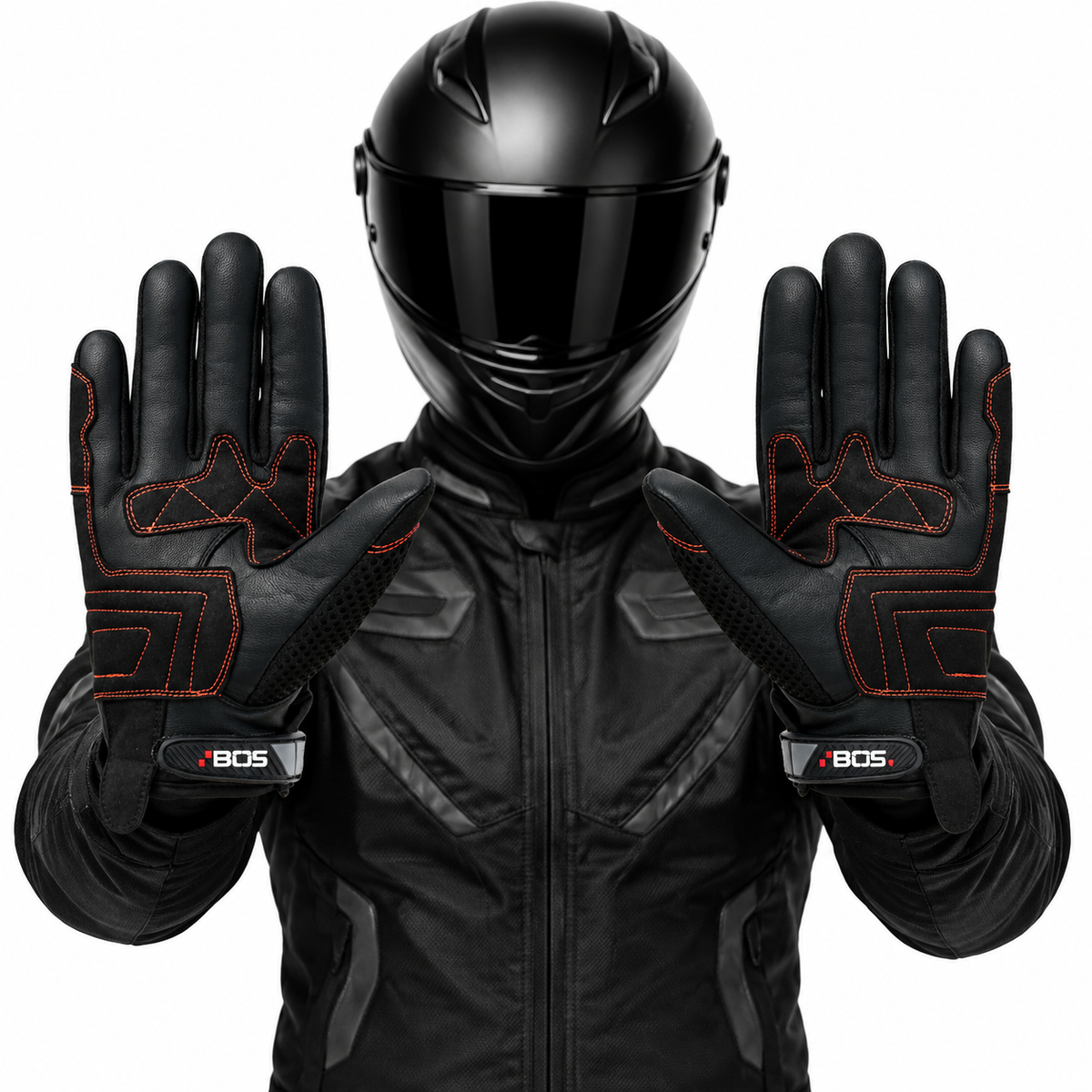 Herren Motorradhandschuhe Schwarz mit Mesh-Einsätzen und verstärkter Handfläche
