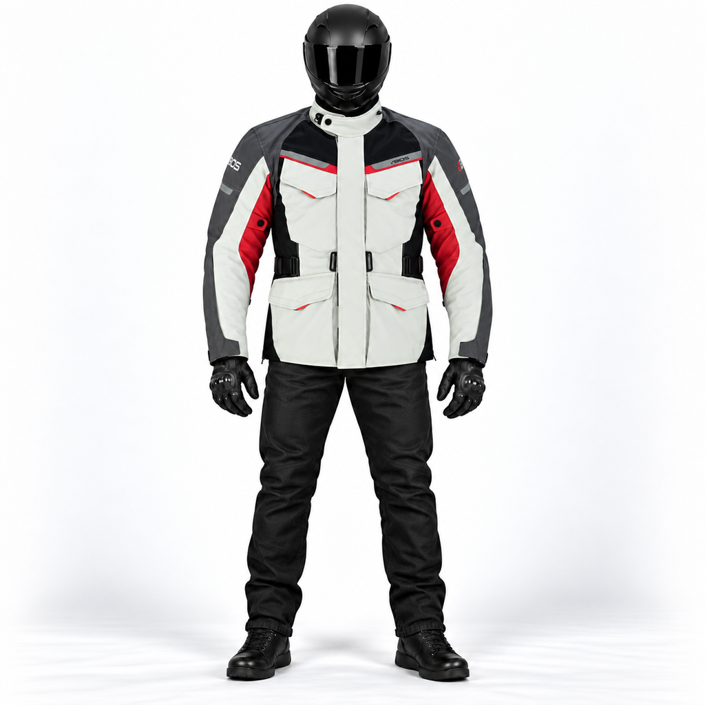 Motorrad-Touringjacke mit Thermofutter und verstellbarer Taille