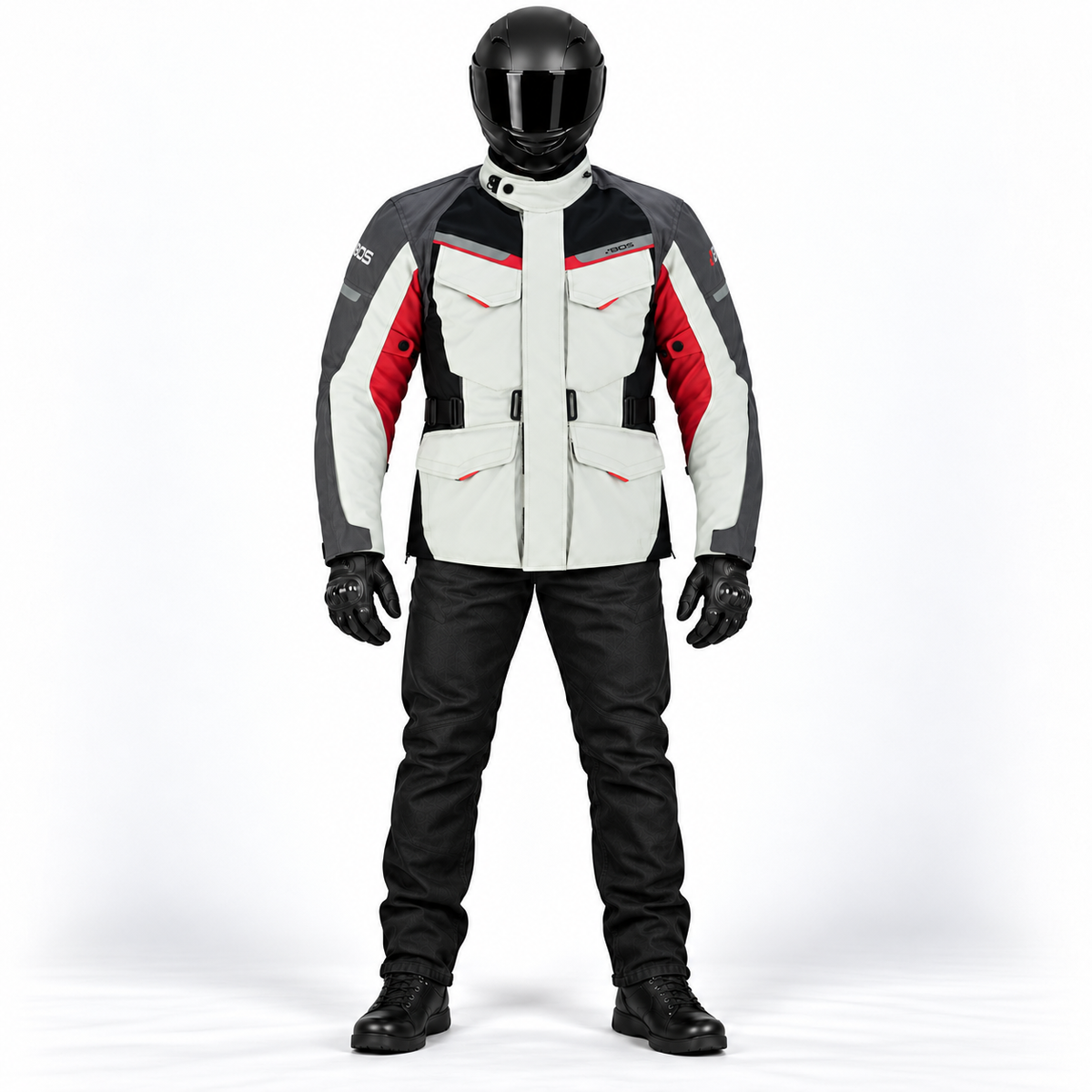 Motorrad-Touringjacke mit Thermofutter und verstellbarer Taille