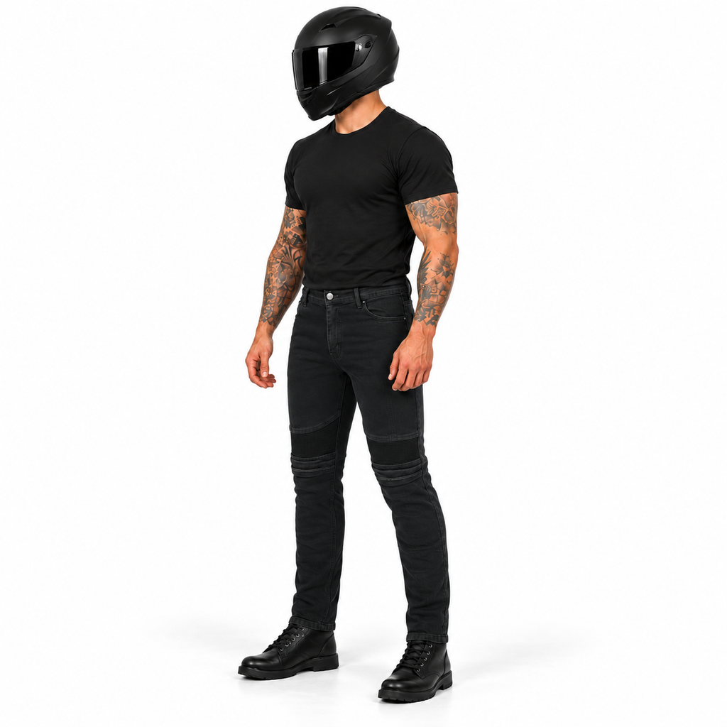 Motorradjeans Herren mit Knie- und Hüftprotektoren – BOS Micas aus Baumwollstretch