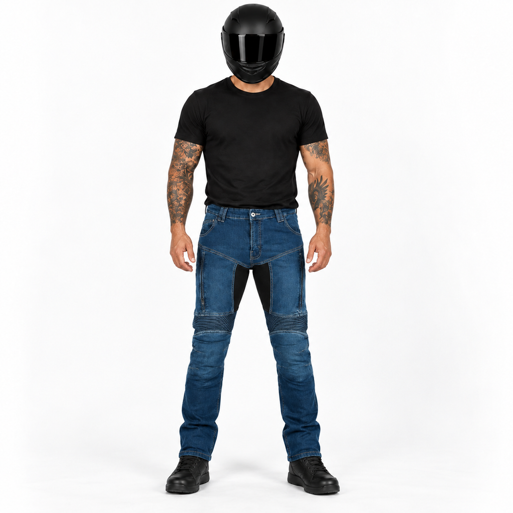 Motorrad-Jeans für Herren mit CE-Knieprotektoren und Aramid-Innenfutter