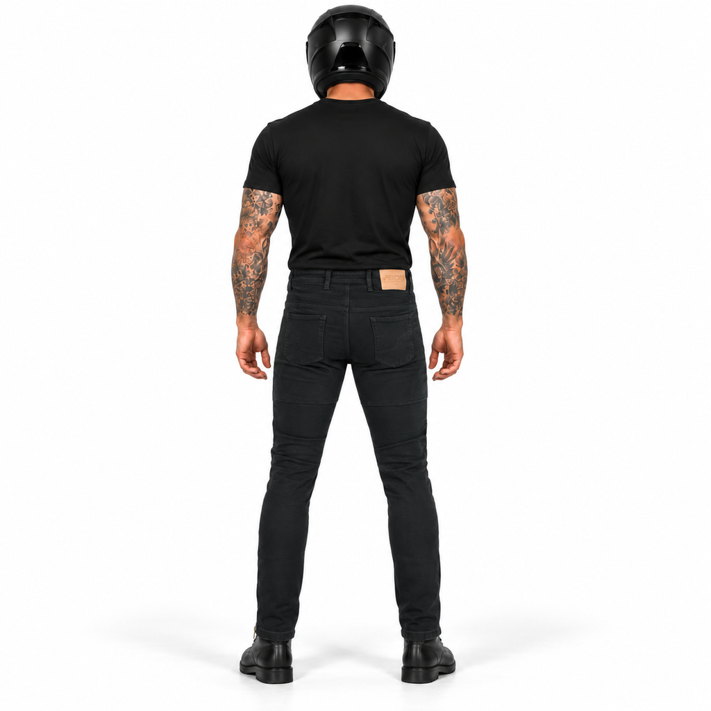 Motorradjeans Herren mit Knie- und Hüftprotektoren – BOS Micas aus Baumwollstretch