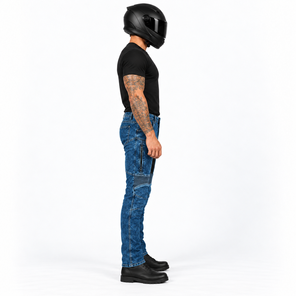 Motorradjeans mit Stretch und Belüftung – Herausnehmbare Knie- und Hüftprotektoren