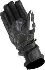 Herren Motorradhandschuhe Schwarz Weiß mit Knöchelprotektor und Langschaft