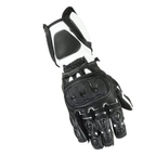 Herren Motorradhandschuhe Schwarz Weiß mit Knöchelprotektor und Langschaft