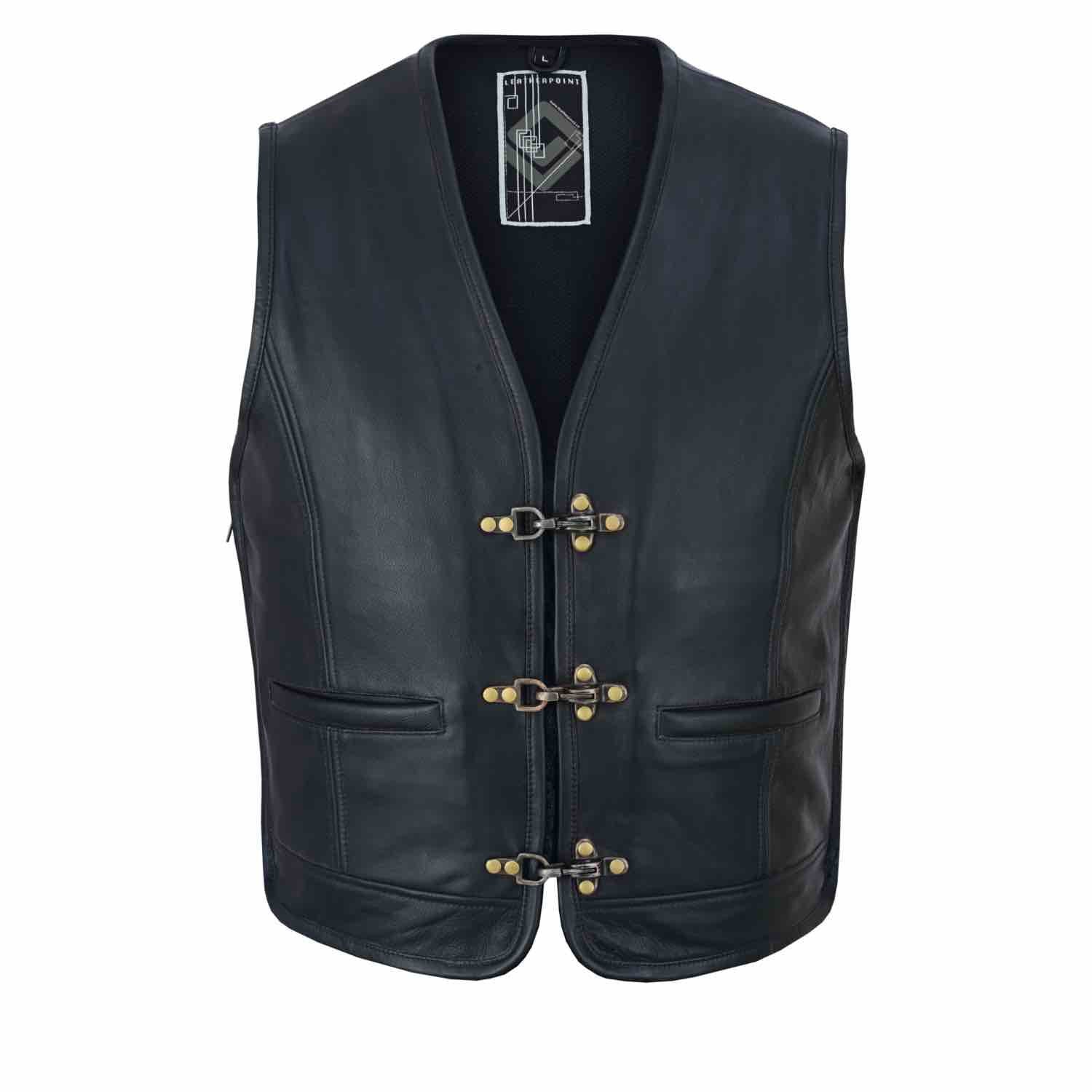 Street Rider Herren Lederweste Schwarz