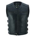 Road Star Herren Motorradweste Schwarz aus Leder
