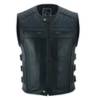 Road Star Herren Motorradweste Schwarz aus Leder