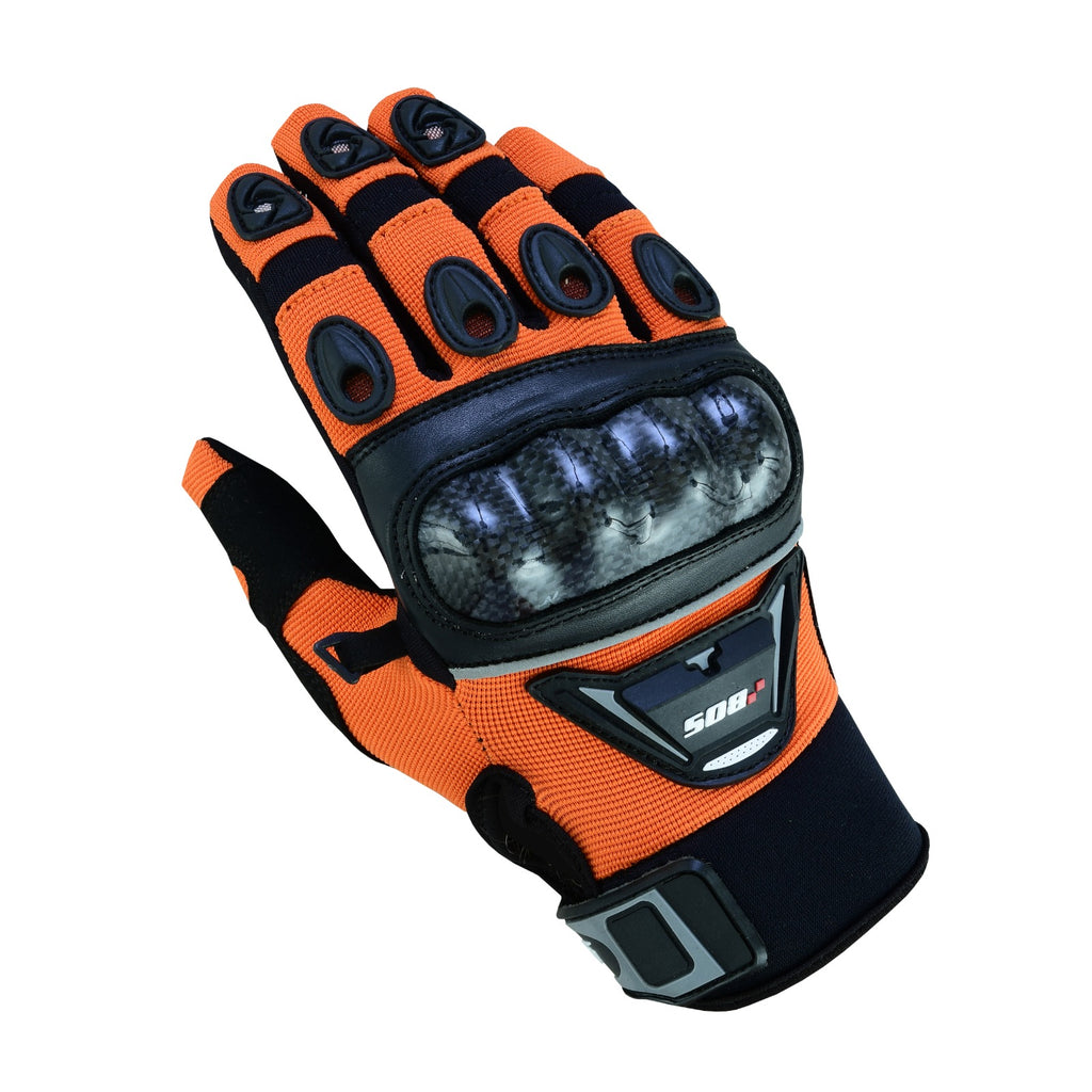 Motorradhandschuhe Orange Schwarz mit Handschutz