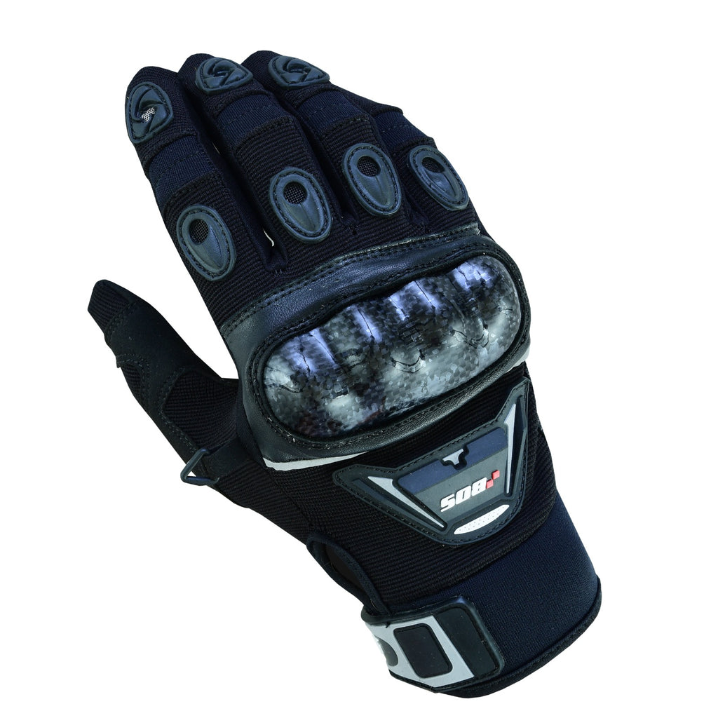 Herren Motorradhandschuhe Schwarz mit Protektoren