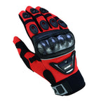 Motorradhandschuhe Rot Schwarz mit Knöchelschutz