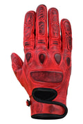 Herren Leder Motorradhandschuhe Rot mit Protektoren