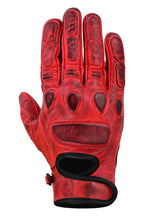 Herren Leder Motorradhandschuhe Rot mit Protektoren