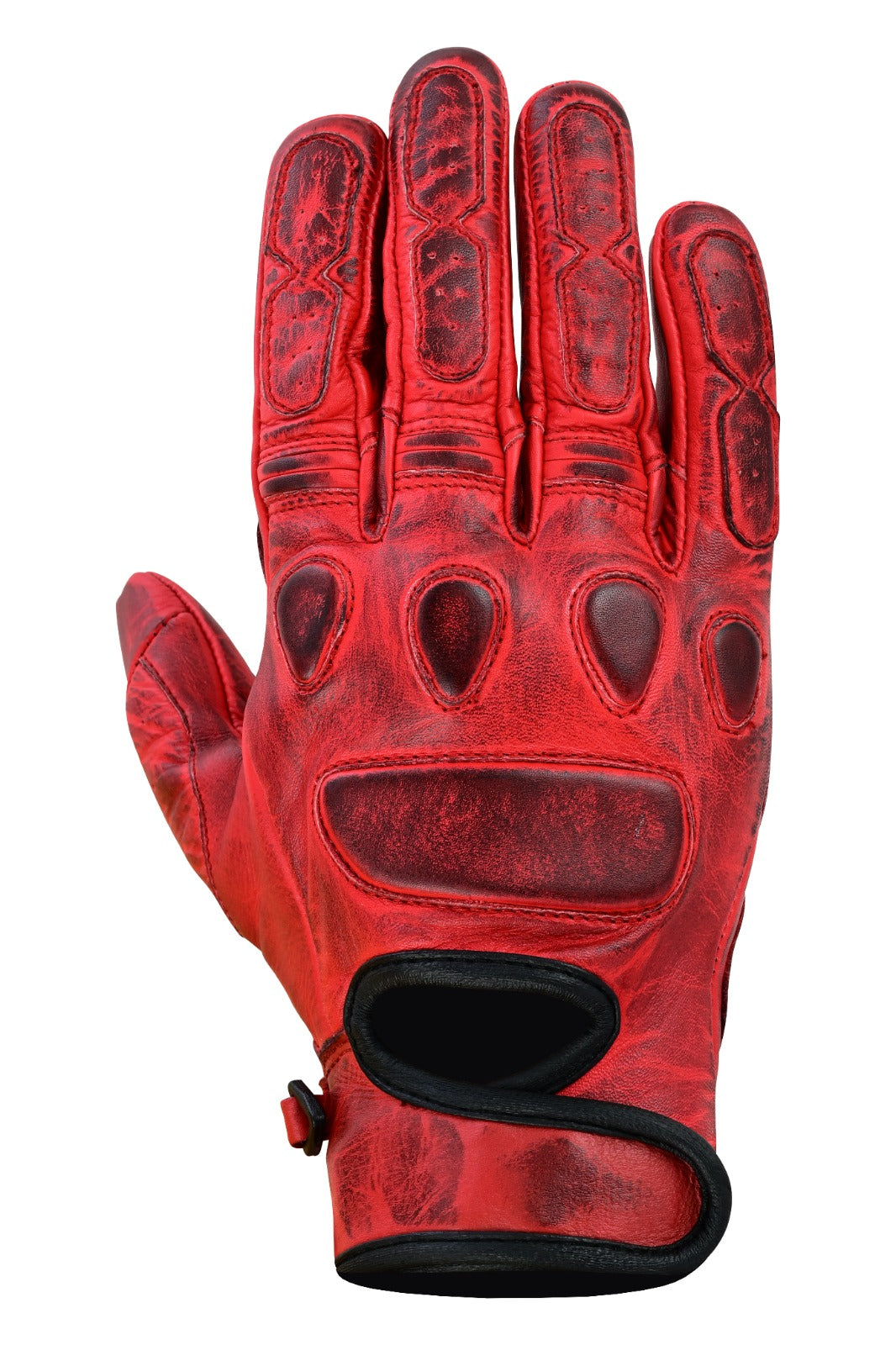 Herren Leder Motorradhandschuhe Rot mit Protektoren
