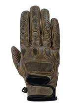Herren Vintage Leder Motorradhandschuhe Braun mit Schutzverstärkung