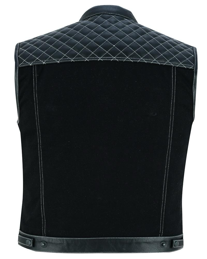 Road King Biker Weste Herren Schwarz Leder Textil