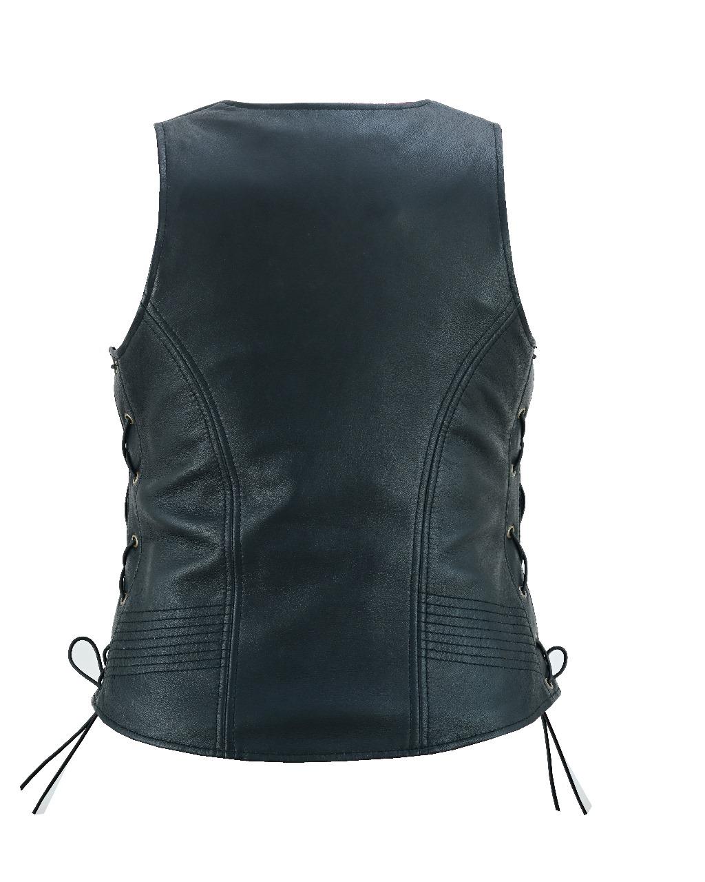 Road King Damen Lederweste Schwarz aus echtem Schafleder
