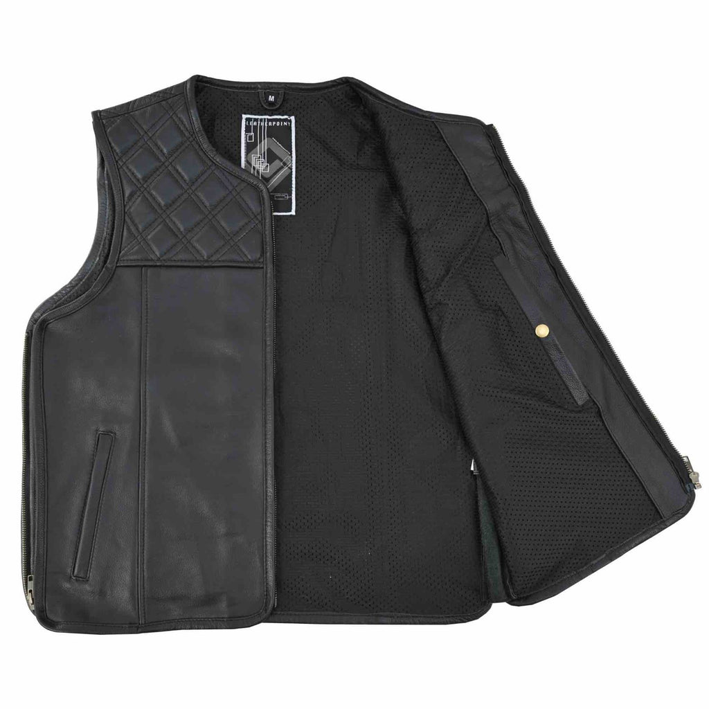 Street Rider Herren Motorradweste Schwarz mit Diamantsteppung