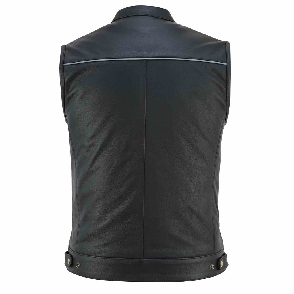 Street Rider Herren-Lederweste aus echtem Leder – Schwarz