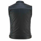 Street Rider Herren-Lederweste aus echtem Leder – Schwarz