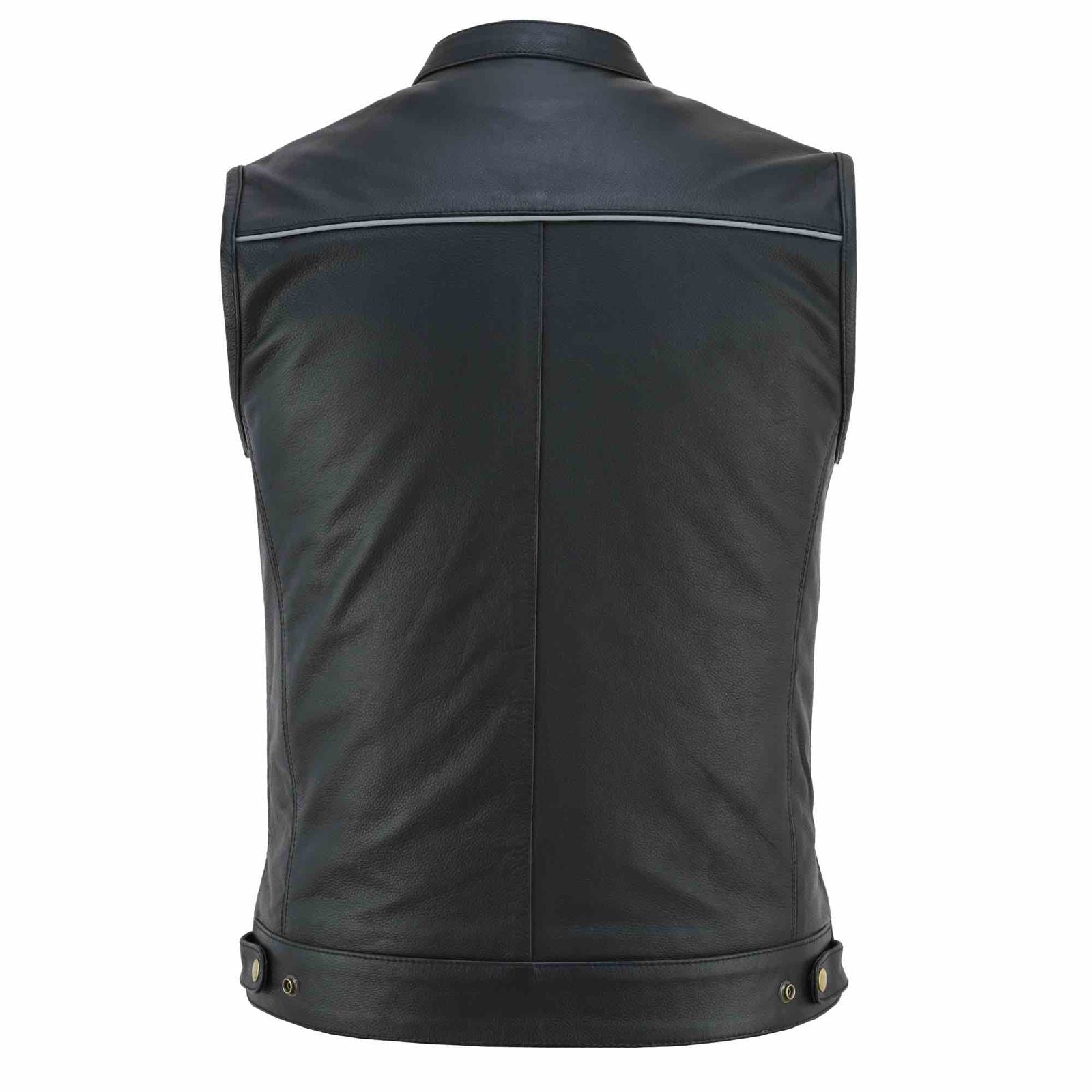 Street Rider Herren-Lederweste aus echtem Leder – Schwarz