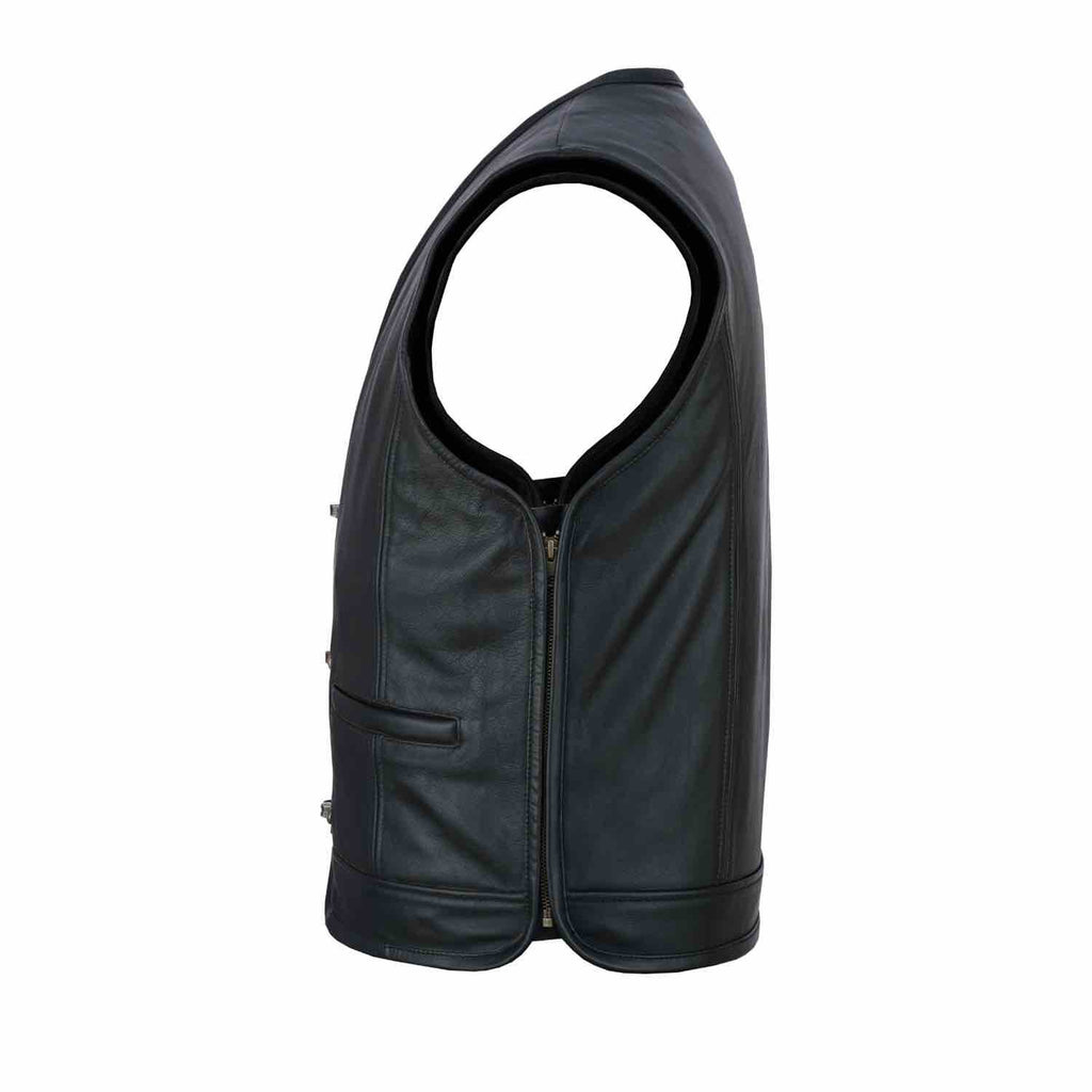 Street Rider Herren Lederweste Schwarz