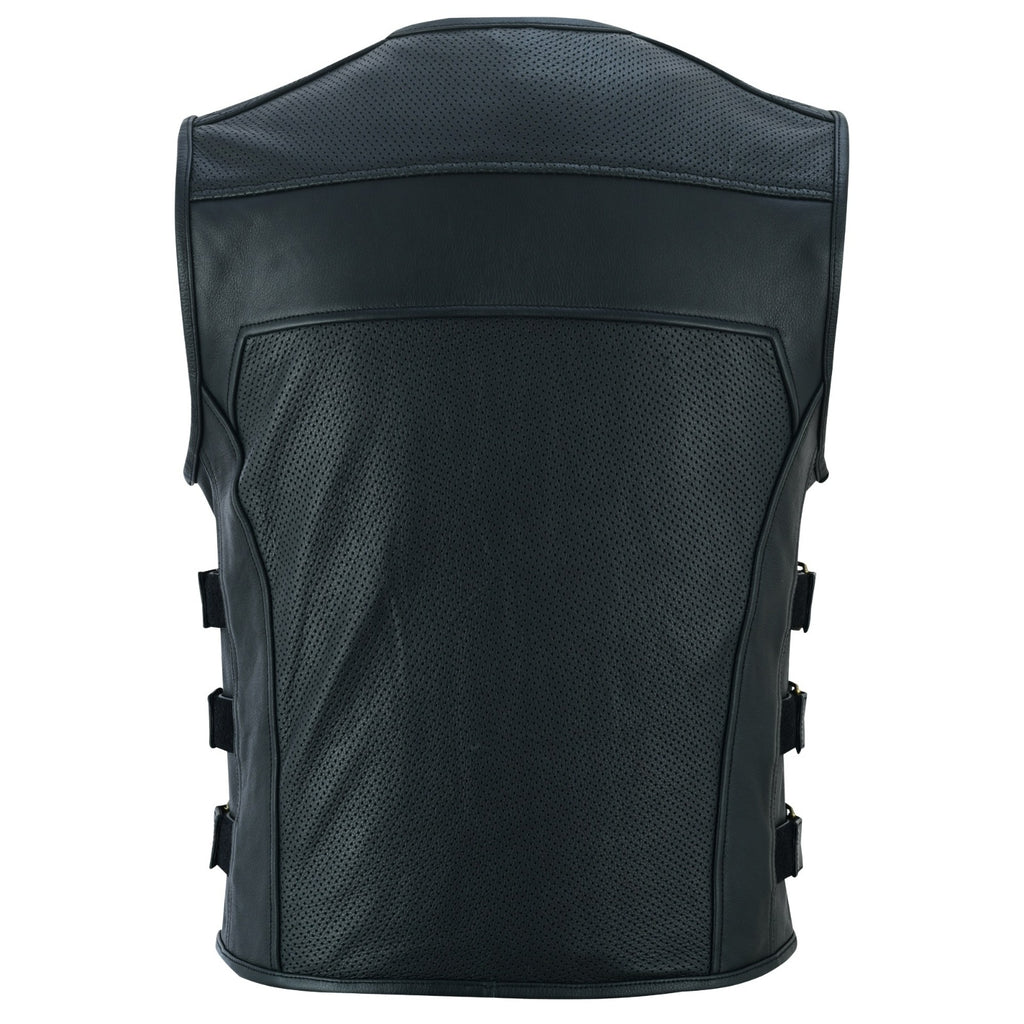 Road Star Herren Motorradweste Schwarz aus Leder