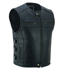 Road Star Herren Motorradweste Schwarz aus Leder