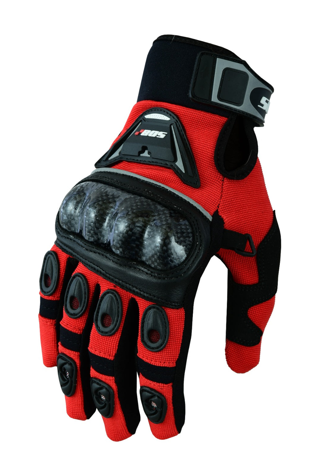 Motorradhandschuhe Rot Schwarz mit Knöchelschutz