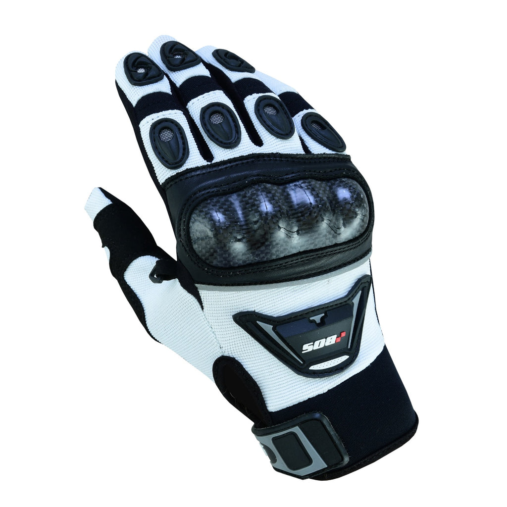 Herren Motorradhandschuhe Weiß Schwarz mit Handschutz