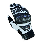 Herren Motorradhandschuhe Weiß Schwarz mit Handschutz