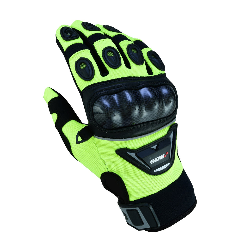 Herren Motorradhandschuhe Neon Gelb Schwarz mit Knöchelschutz