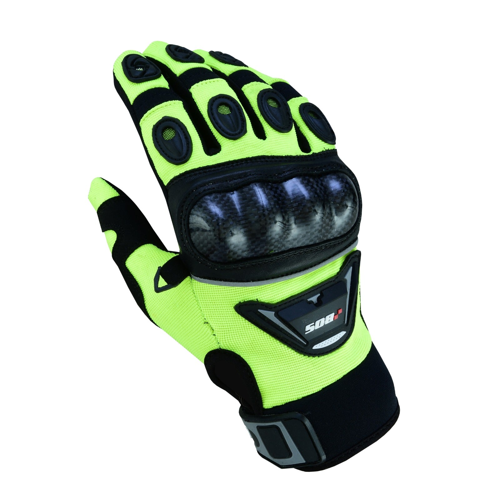 Herren Motorradhandschuhe Neon Gelb Schwarz mit Knöchelschutz