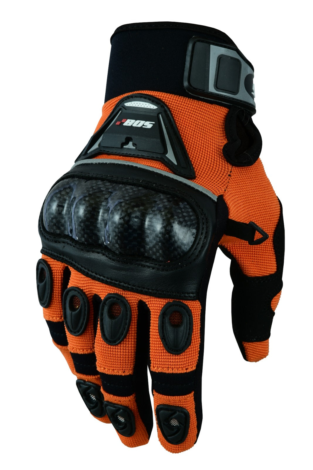 Motorradhandschuhe Orange Schwarz mit Handschutz