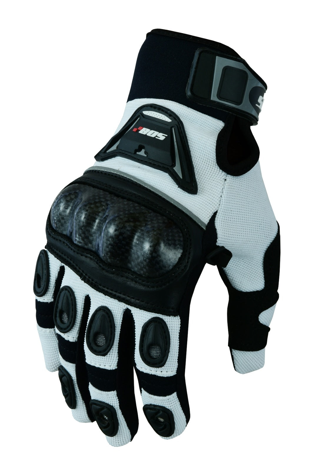 Herren Motorradhandschuhe Weiß Schwarz mit Handschutz