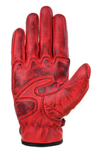 Herren Leder Motorradhandschuhe Rot mit Protektoren
