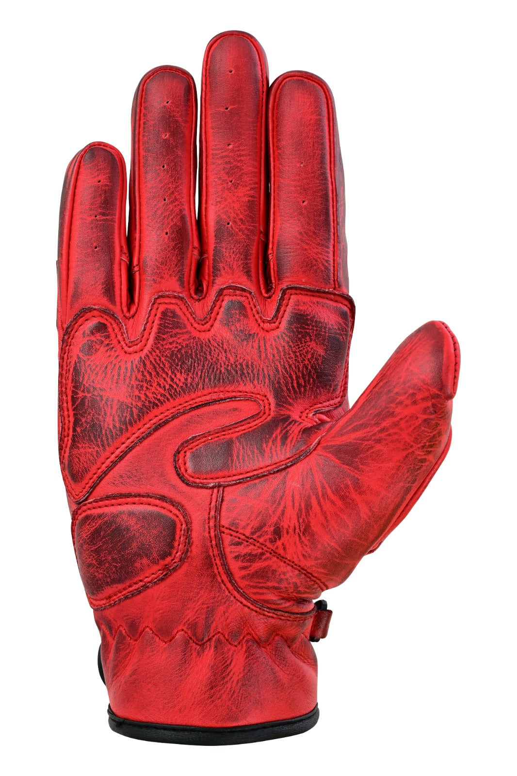 Herren Leder Motorradhandschuhe Rot mit Protektoren