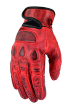 Herren Leder Motorradhandschuhe Rot mit Protektoren