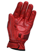 Herren Lederhandschuhe Rot für Motorrad mit Handprotektoren