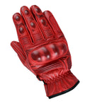 Herren Lederhandschuhe Rot für Motorrad mit Handprotektoren