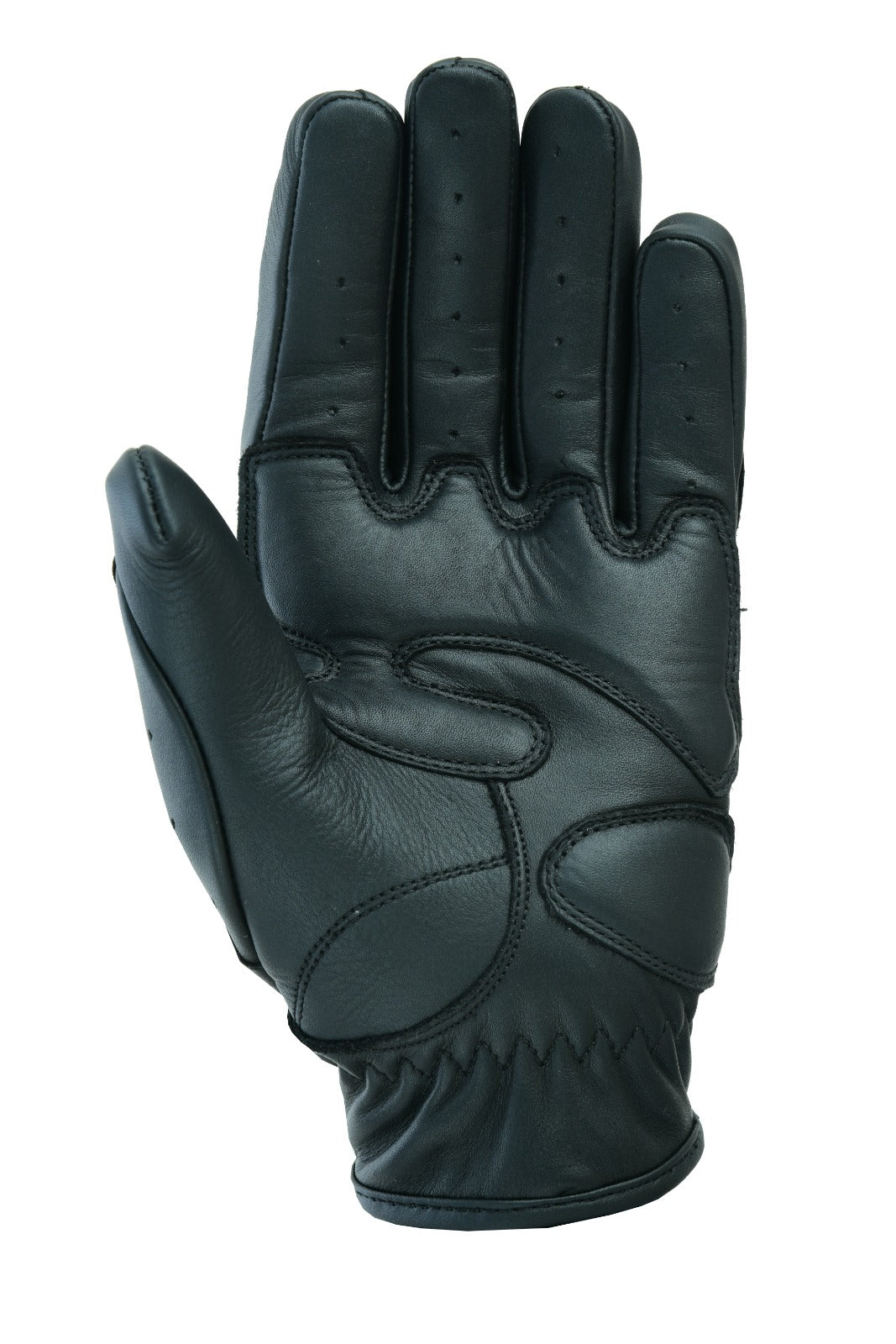 Schwarze Herren Leder Motorradhandschuhe mit Schutzpolstern