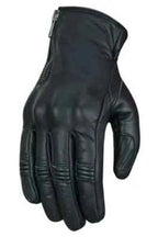 Schwarze Herren Motorradhandschuhe aus Leder mit Reißverschluss