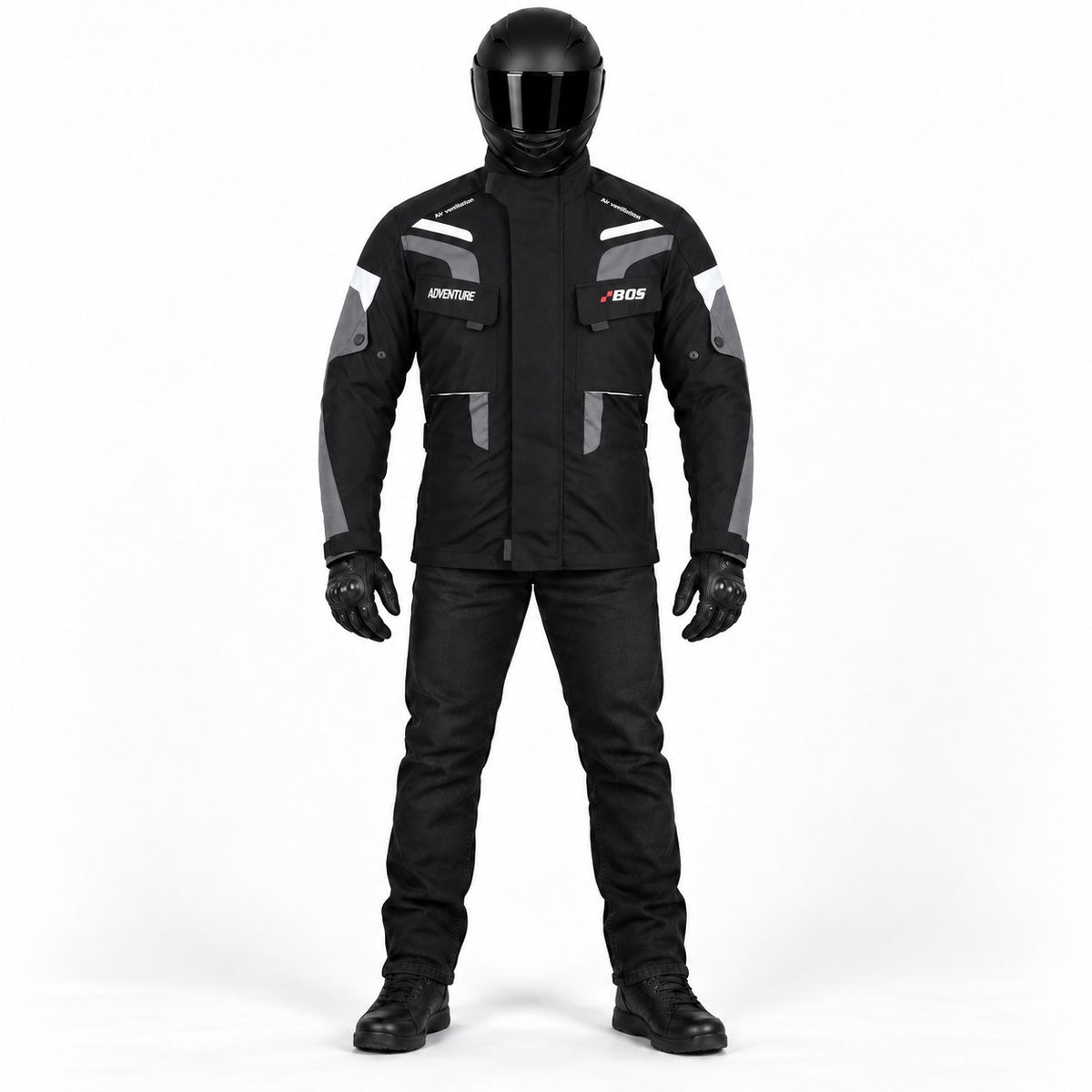 Motorradjacke Herren Wasserdicht Allwetter mit CE-Level-1-Protektoren – BOS Adventure