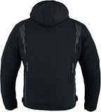 Softshell Motorradjacke Herren Schwarz mit abnehmbarer Kapuze und Reflexdetails