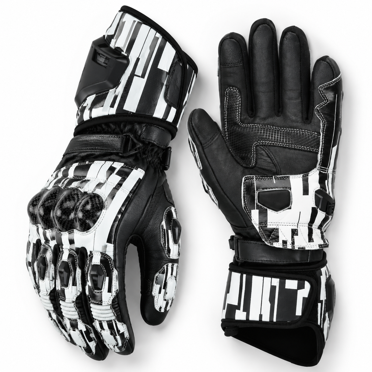 Weiße Motorrad Handschuhe Herren mit Knöchelschutz und Sportoptik