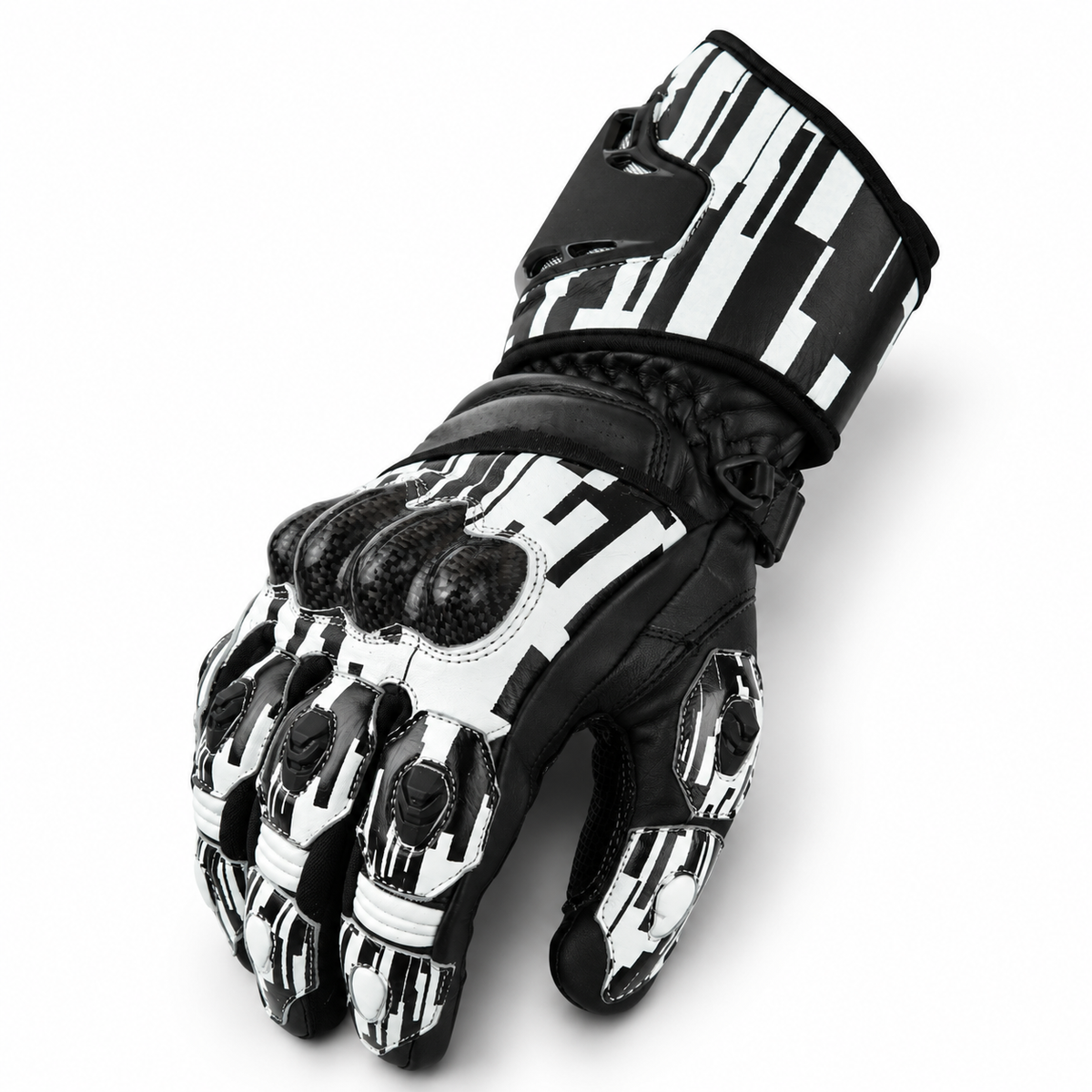 Weiße Motorrad Handschuhe Herren mit Knöchelschutz und Sportoptik
